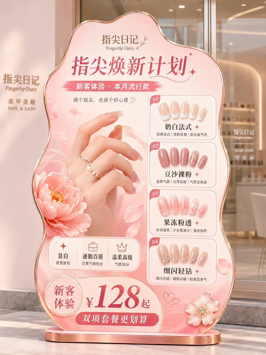 GPT Image 2 餐饮异形展架立牌设计成片,可复制 Prompt 用于门店促销视觉