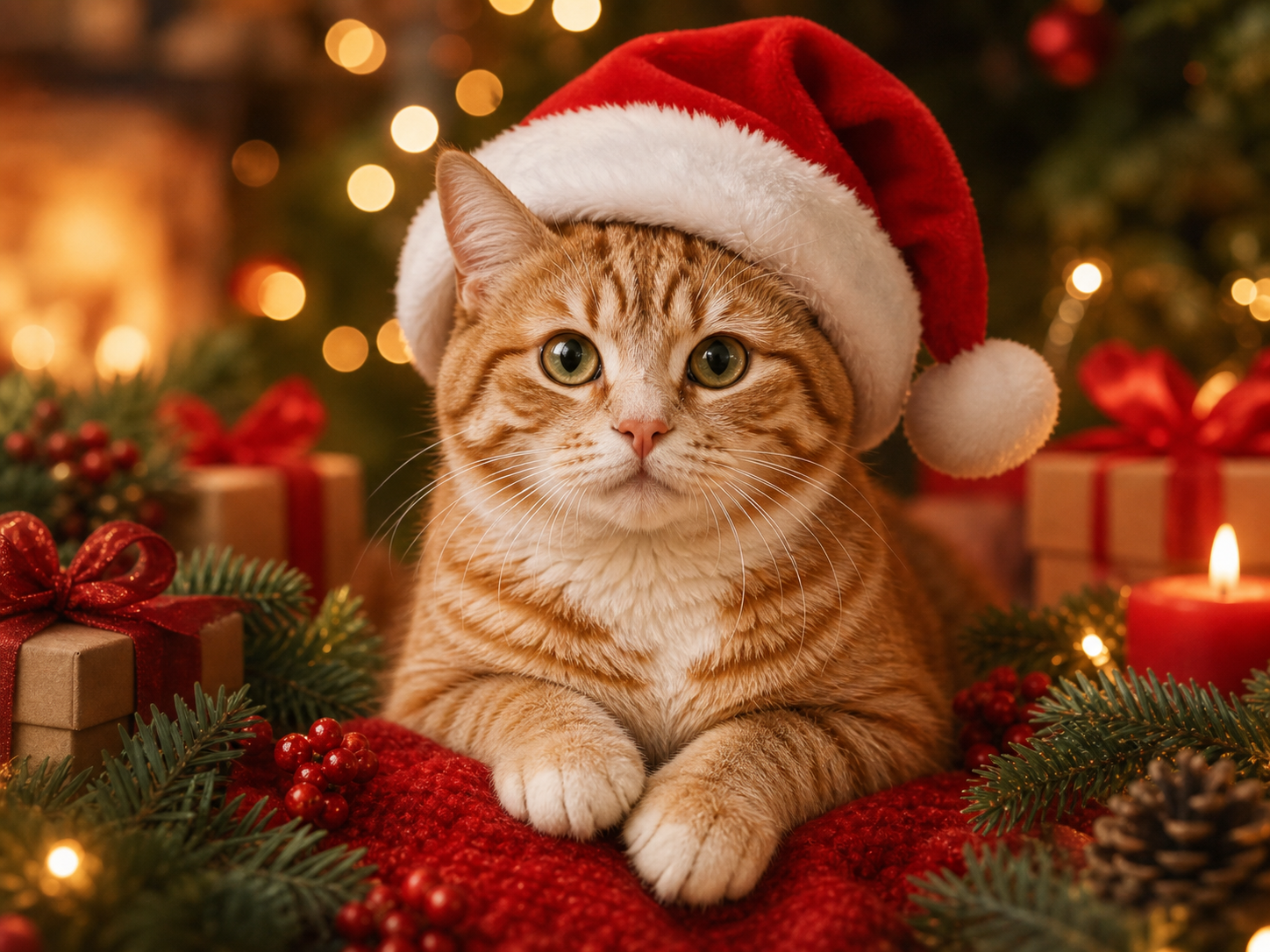 节日主题猫咪 AI 贺卡图